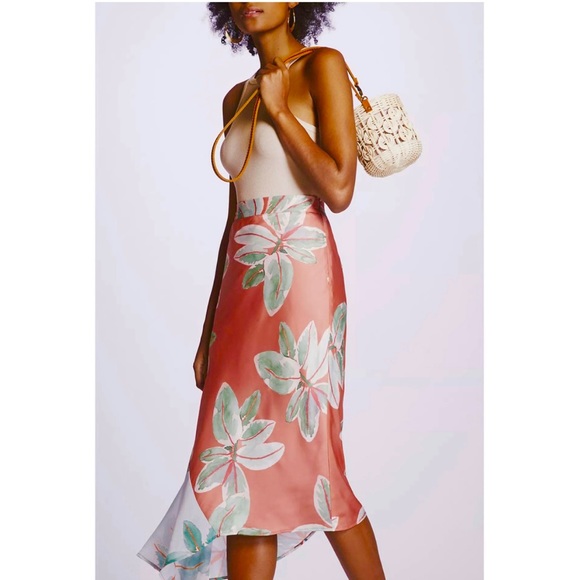 Hutch Anthropologie asymmetrical hem midi skirt tropical - Picture 2 of 6